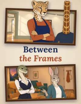 Two frames with museum workers inside a framed artwork